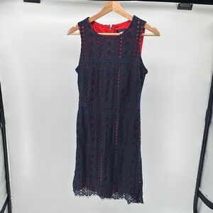 Tommy Hilfiger Black and Red Lace Mini Dress